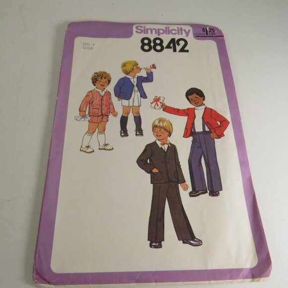Simplicity 8842 Sewing Pattern Toddler Size 4 UNCUT Pants, suspenders, Jacket - Picture 1 of 4